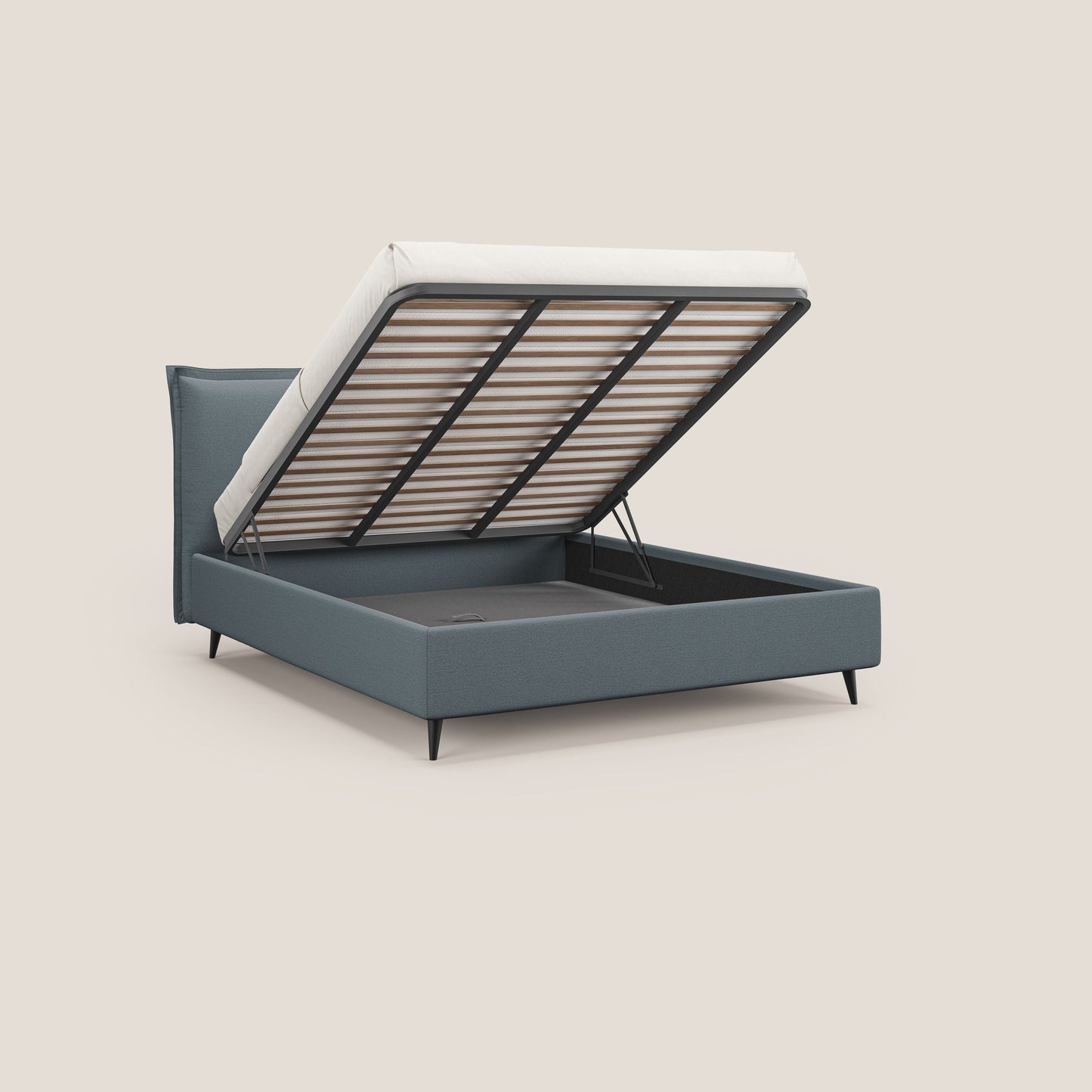 Hans letto contenitore imbottito minimal in tessuto simil cotone impermeabile T19 carta da zucchero 