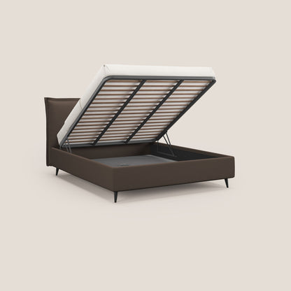 Hans letto contenitore imbottito minimal in tessuto simil cotone impermeabile T19 marrone 