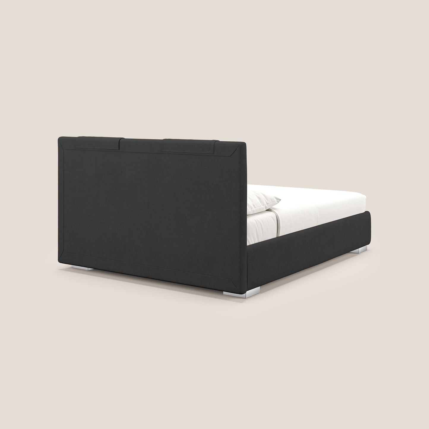 Horus letto imbottito contenitore e presa USB sulla testata in tessuto impermeabile T02 nero 