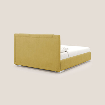 Horus letto imbottito contenitore e presa USB sulla testata in tessuto impermeabile T02 giallo 