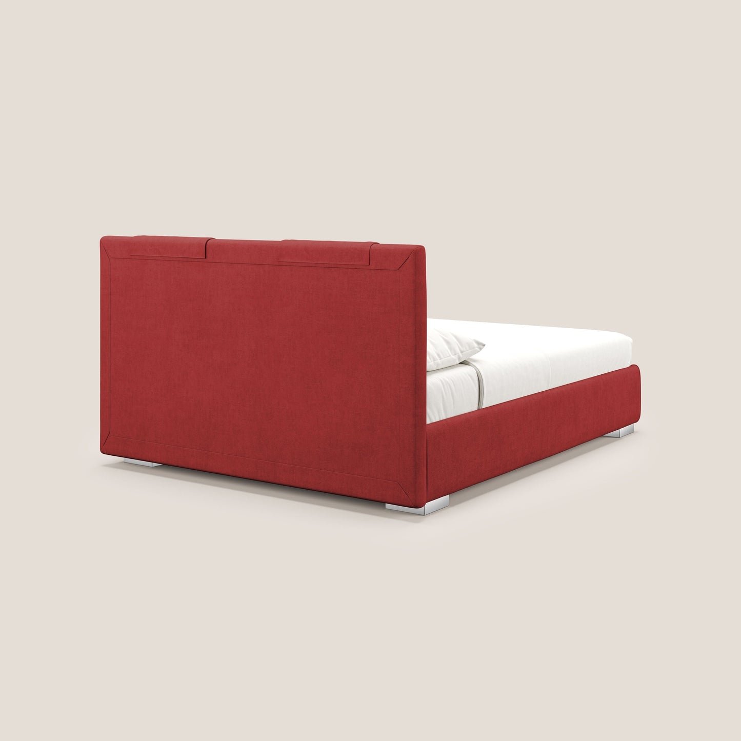 Horus letto imbottito contenitore e presa USB sulla testata in tessuto impermeabile T02 rosso 