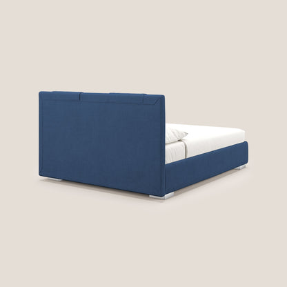 Horus letto imbottito contenitore e presa USB sulla testata in tessuto impermeabile T02 blu 