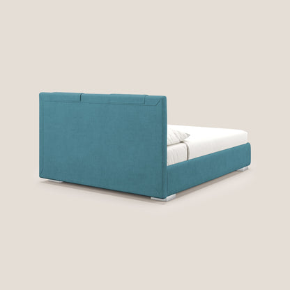 Horus letto imbottito contenitore e presa USB sulla testata in tessuto impermeabile T02 azzurro 