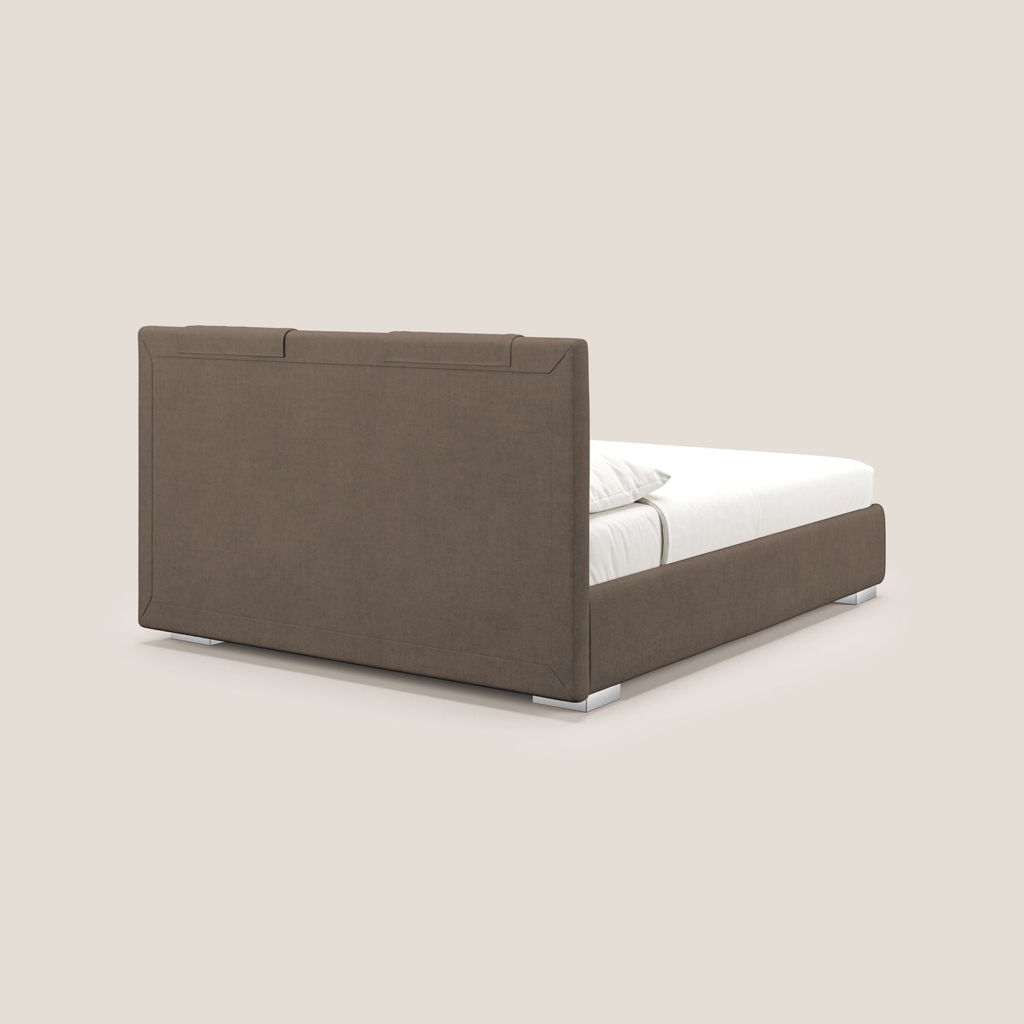 Horus letto imbottito contenitore e presa USB sulla testata in tessuto impermeabile T02 marrone 