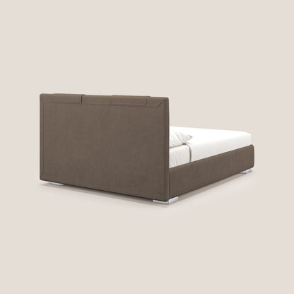 Horus letto imbottito contenitore e presa USB sulla testata in tessuto impermeabile T02 marrone 