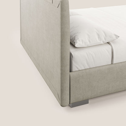 Horus letto imbottito contenitore e presa USB sulla testata in tessuto impermeabile T02 panna 