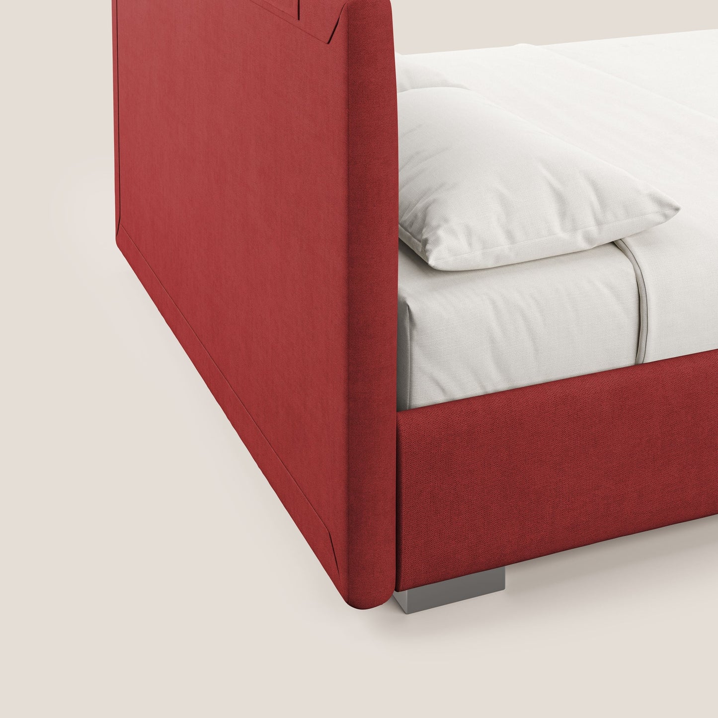 Horus letto imbottito contenitore e presa USB sulla testata in tessuto impermeabile T02 rosso 