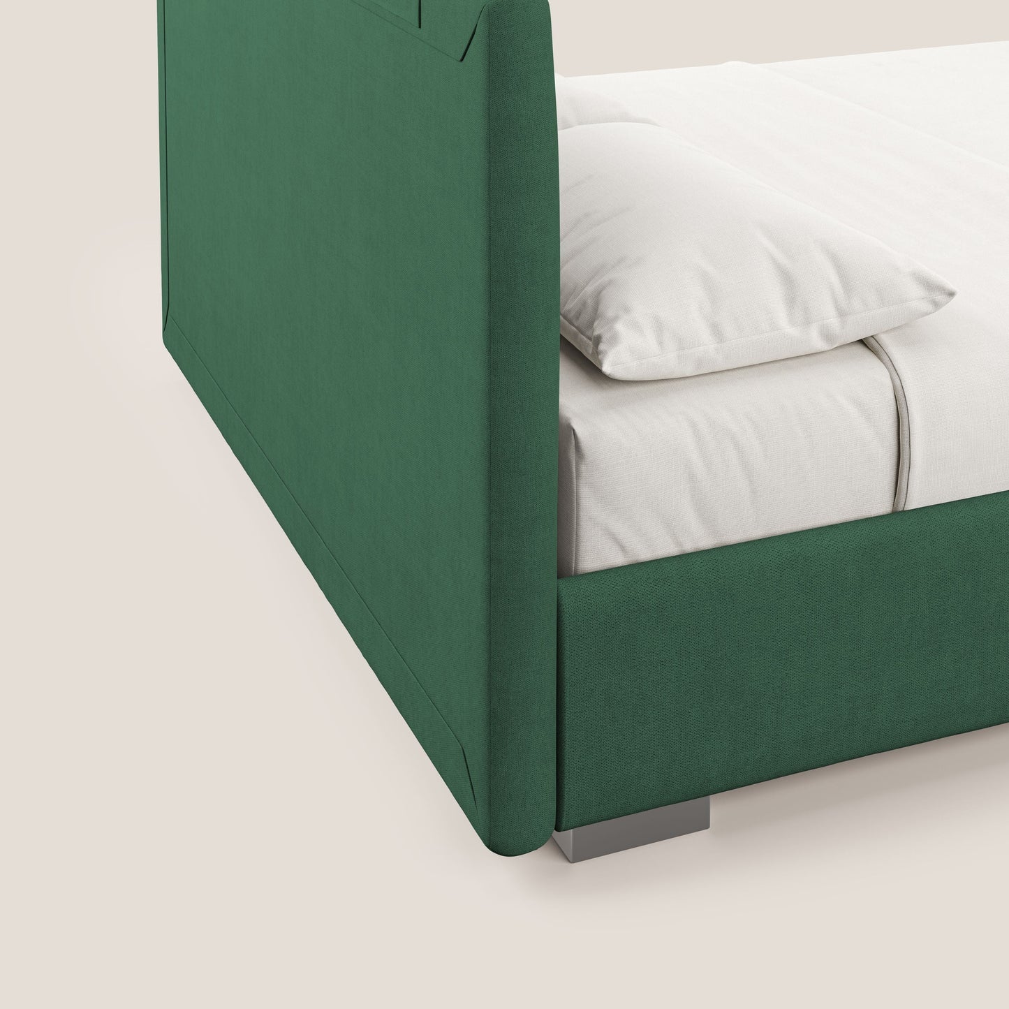 Horus letto imbottito contenitore e presa USB sulla testata in tessuto impermeabile T02 verde 