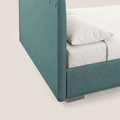 Horus letto imbottito contenitore e presa USB sulla testata in tessuto impermeabile T02 petrolio 