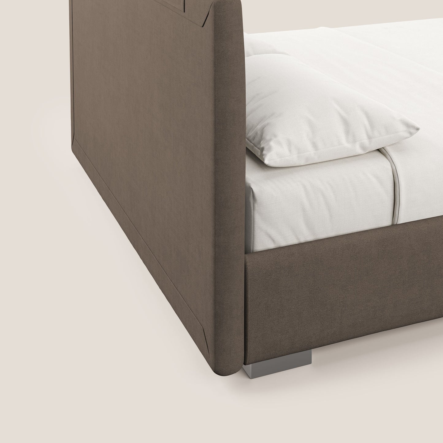 Horus letto imbottito contenitore e presa USB sulla testata in tessuto impermeabile T02 marrone 