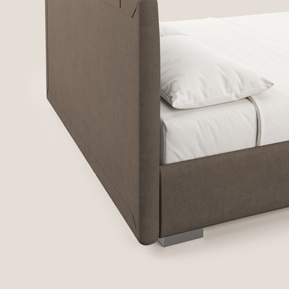 Horus letto imbottito contenitore e presa USB sulla testata in tessuto impermeabile T02 marrone 