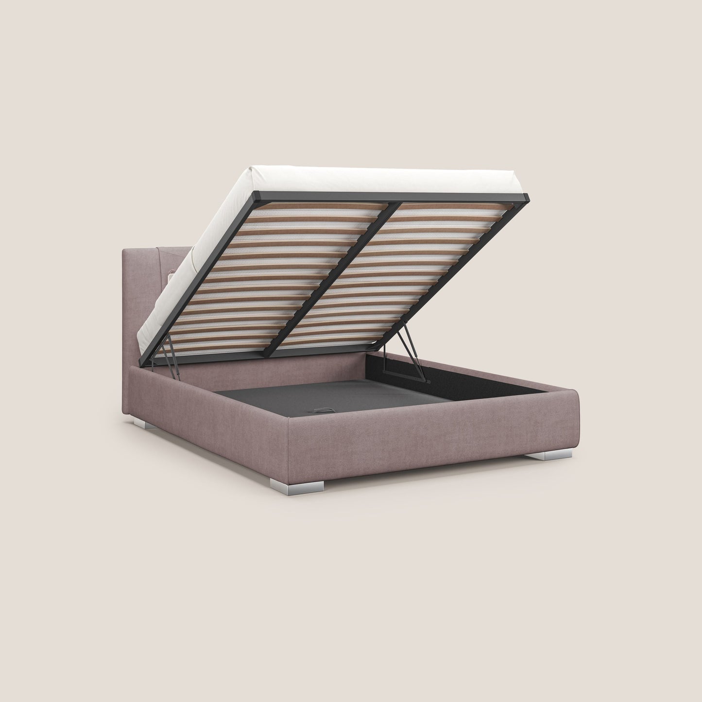 Horus letto imbottito contenitore e presa USB sulla testata in tessuto impermeabile T02 rosa 