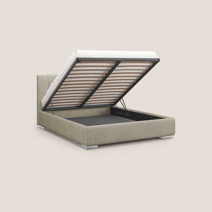 Horus letto imbottito contenitore e presa USB sulla testata in tessuto impermeabile T02 panna 