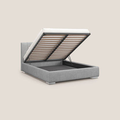 Horus letto imbottito contenitore e presa USB sulla testata in tessuto impermeabile T02 grigio chiaro 