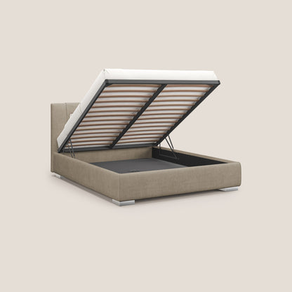 Horus letto imbottito contenitore e presa USB sulla testata in tessuto impermeabile T02 beige 