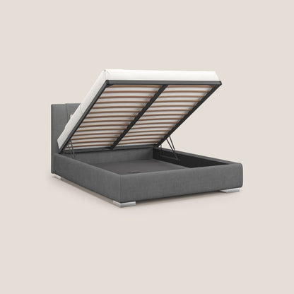 Horus letto imbottito contenitore e presa USB sulla testata in tessuto impermeabile T02 grigio 