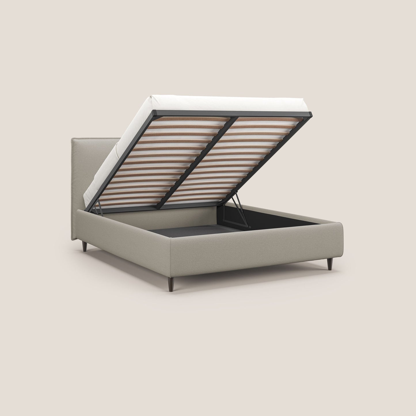 Hunter letto imbottito contenitore sfoderabile in tessuto impermeabile fiammato T19 panna 