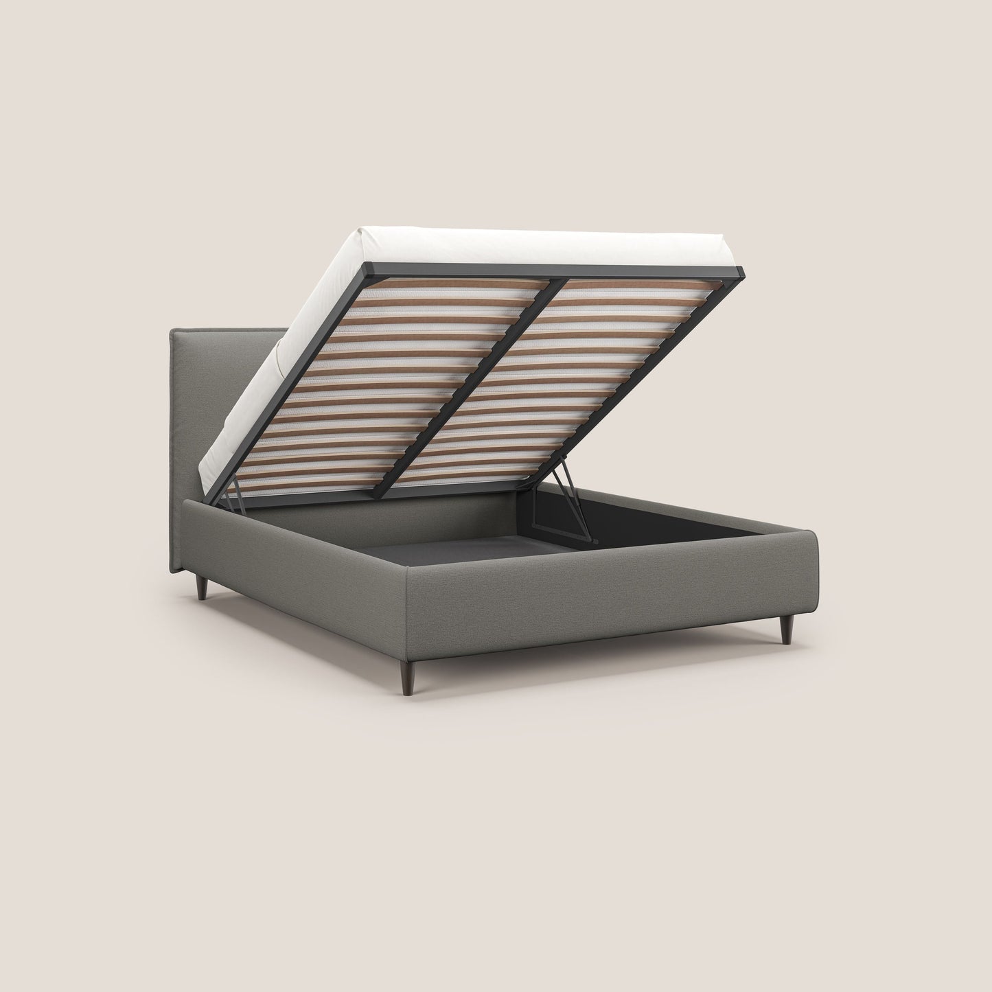 Hunter letto imbottito contenitore sfoderabile in tessuto impermeabile fiammato T19 beige 