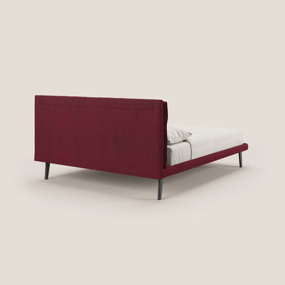 Ibuki letto con cuscini trapuntati regolabili e piedi in mogano in tessuto fiammato impermeabile T03 rosso 
