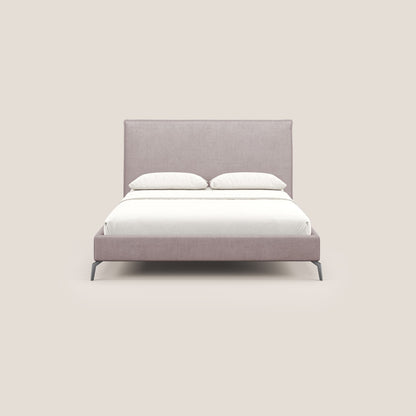 Iris letto imbottito con piedini neri sfoderabile in tessuto impermeabile T02 rosa 