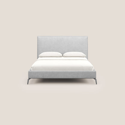 Iris letto imbottito con piedini neri sfoderabile in tessuto impermeabile T02 grigio chiaro 