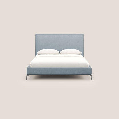 Iris letto imbottito con piedini neri sfoderabile in tessuto impermeabile T02 carta da zucchero 