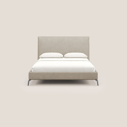Iris letto imbottito con piedini neri sfoderabile in tessuto impermeabile T02 beige 