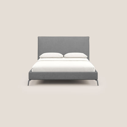 Iris letto imbottito con piedini neri sfoderabile in tessuto impermeabile T02 grigio 