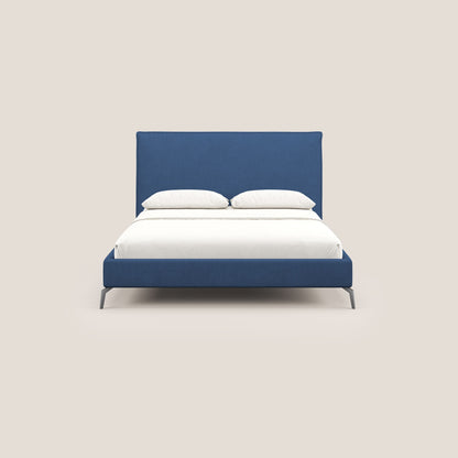 Iris letto imbottito con piedini neri sfoderabile in tessuto impermeabile T02 blu 