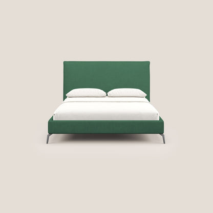 Iris letto imbottito con piedini neri sfoderabile in tessuto impermeabile T02 verde 