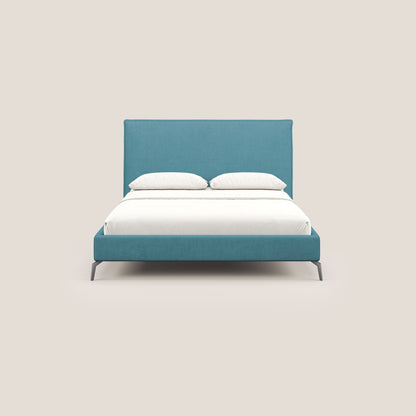 Iris letto imbottito con piedini neri sfoderabile in tessuto impermeabile T02 azzurro 