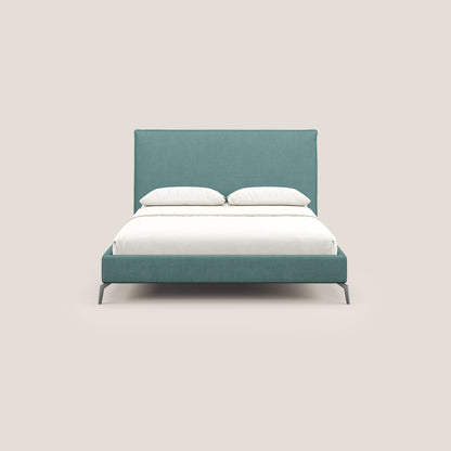 Iris letto imbottito con piedini neri sfoderabile in tessuto impermeabile T02 petrolio 