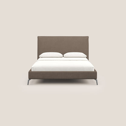 Iris letto imbottito con piedini neri sfoderabile in tessuto impermeabile T02 marrone 