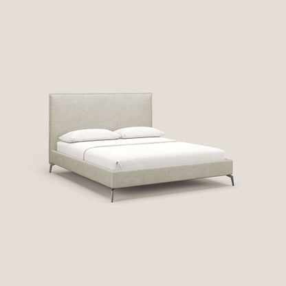 Iris letto imbottito con piedini neri sfoderabile in tessuto impermeabile T02 panna 