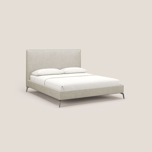 Iris letto imbottito con piedini neri sfoderabile in tessuto impermeabile T02 panna 