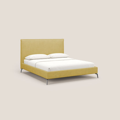 Iris letto imbottito con piedini neri sfoderabile in tessuto impermeabile T02 giallo 