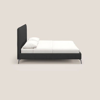 Iris letto imbottito con piedini neri sfoderabile in tessuto impermeabile T02 nero 