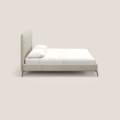 Iris letto imbottito con piedini neri sfoderabile in tessuto impermeabile T02 panna 