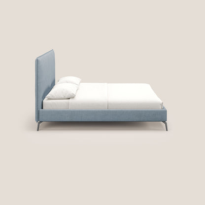 Iris letto imbottito con piedini neri sfoderabile in tessuto impermeabile T02 carta da zucchero 