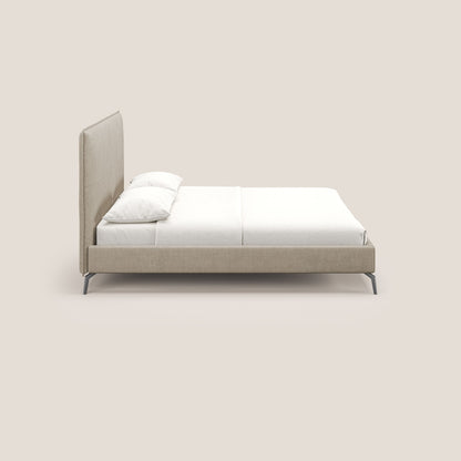 Iris letto imbottito con piedini neri sfoderabile in tessuto impermeabile T02 beige 