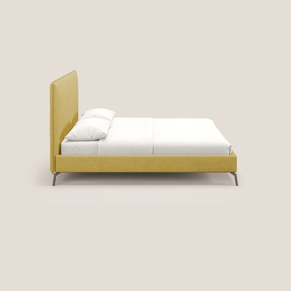 Iris letto imbottito con piedini neri sfoderabile in tessuto impermeabile T02 giallo 