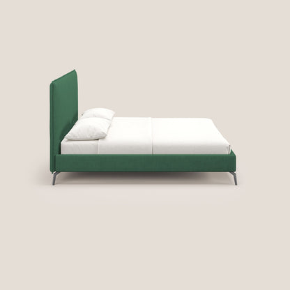 Iris letto imbottito con piedini neri sfoderabile in tessuto impermeabile T02 verde 