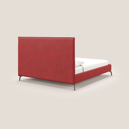 Iris letto imbottito con piedini neri sfoderabile in tessuto impermeabile T02 rosso 
