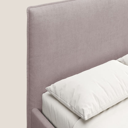 Iris letto imbottito con piedini neri sfoderabile in tessuto impermeabile T02 rosa 