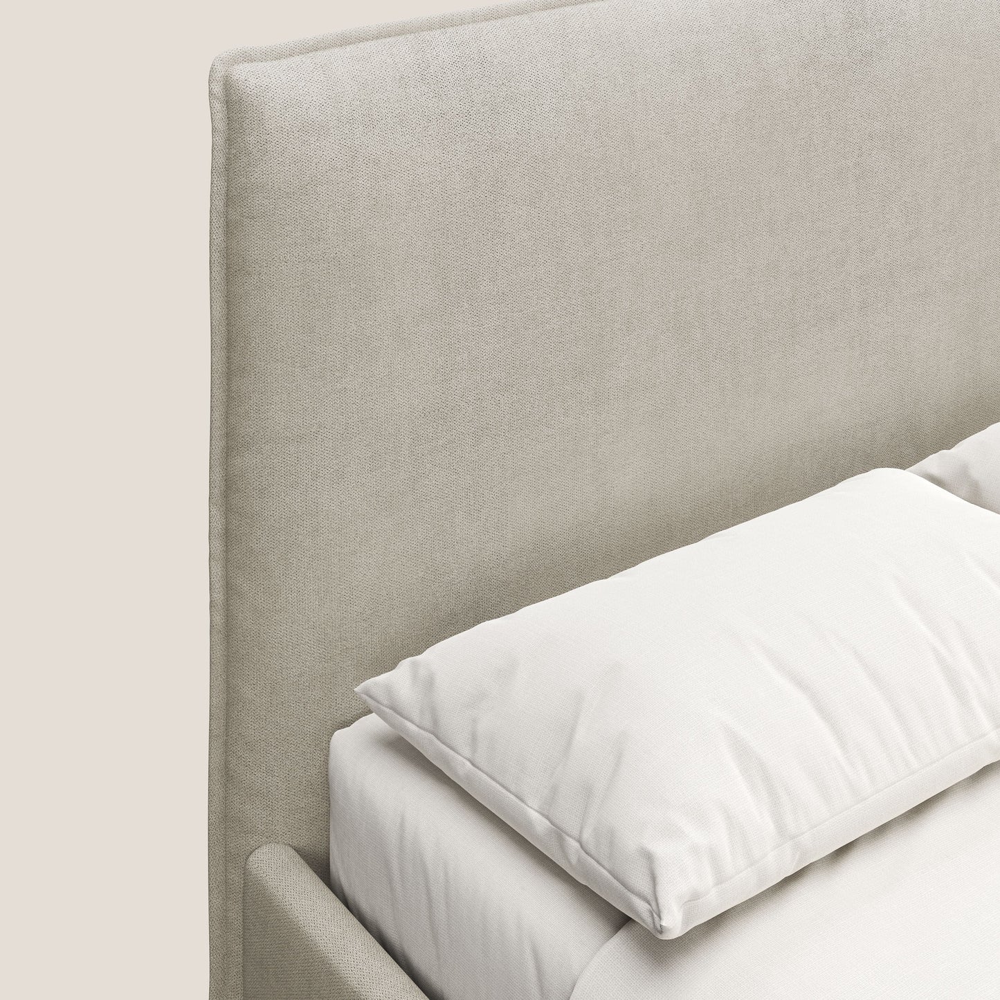 Iris letto imbottito con piedini neri sfoderabile in tessuto impermeabile T02 panna 