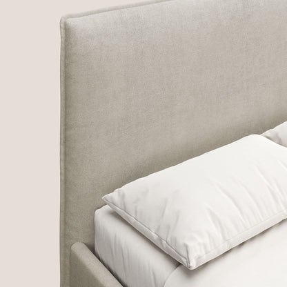 Iris letto imbottito con piedini neri sfoderabile in tessuto impermeabile T02 panna 