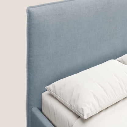 Iris letto imbottito con piedini neri sfoderabile in tessuto impermeabile T02 carta da zucchero 