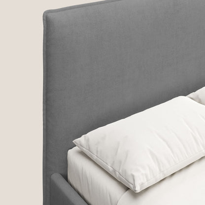 Iris letto imbottito con piedini neri sfoderabile in tessuto impermeabile T02 grigio 