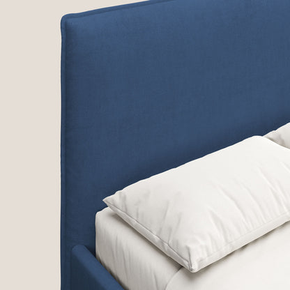 Iris letto imbottito con piedini neri sfoderabile in tessuto impermeabile T02 blu 