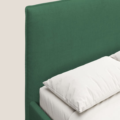 Iris letto imbottito con piedini neri sfoderabile in tessuto impermeabile T02 verde 